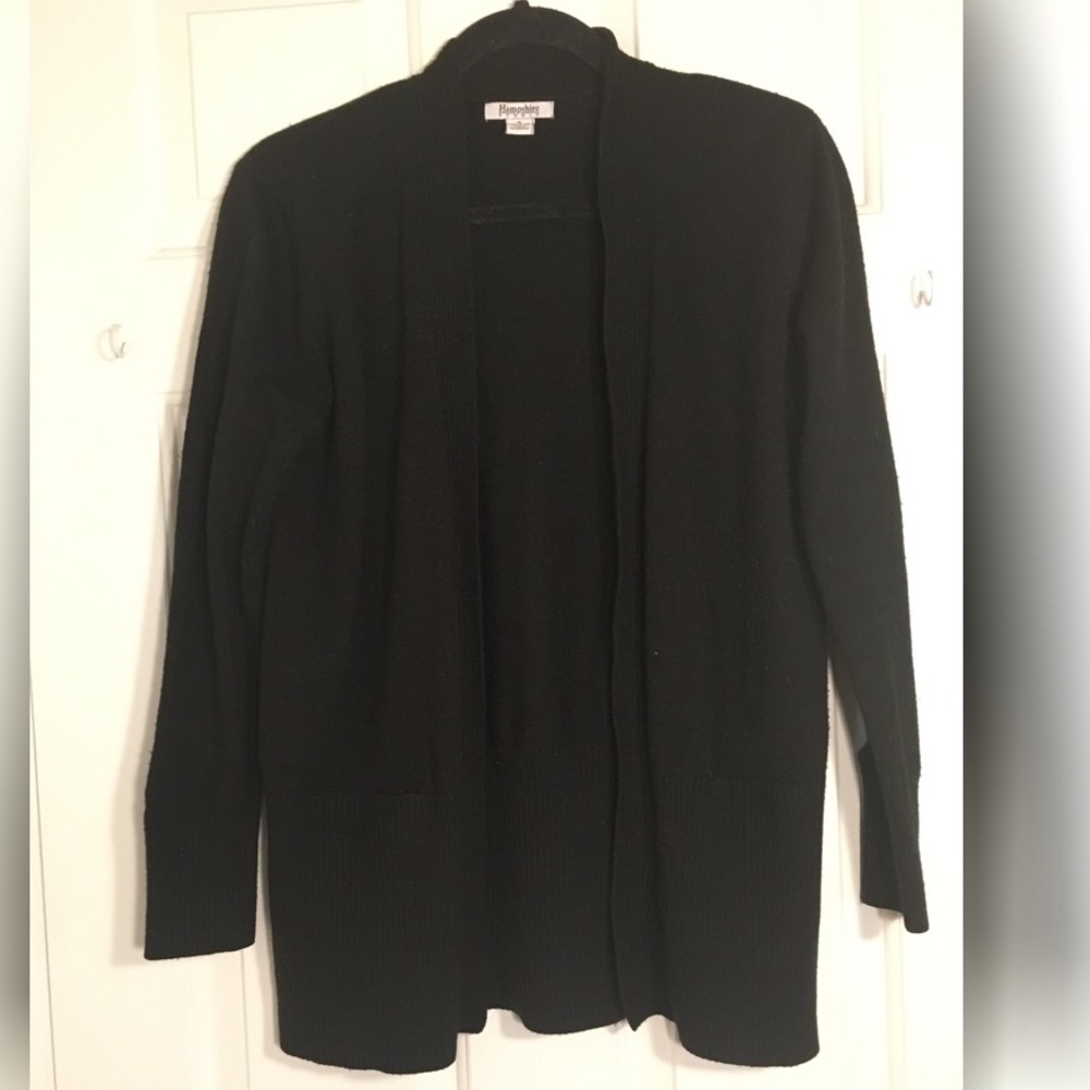 Black open cardigan